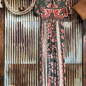 Maxi Romper Walk Thru Floral Boho Size L New w/Tag